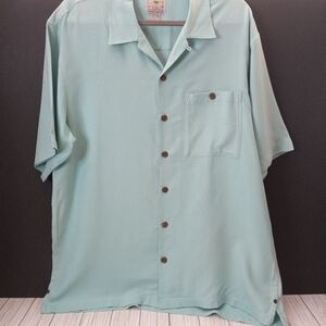 Luau Finest Silk Hawaiian 100% Silk Button Front Collar Shirt